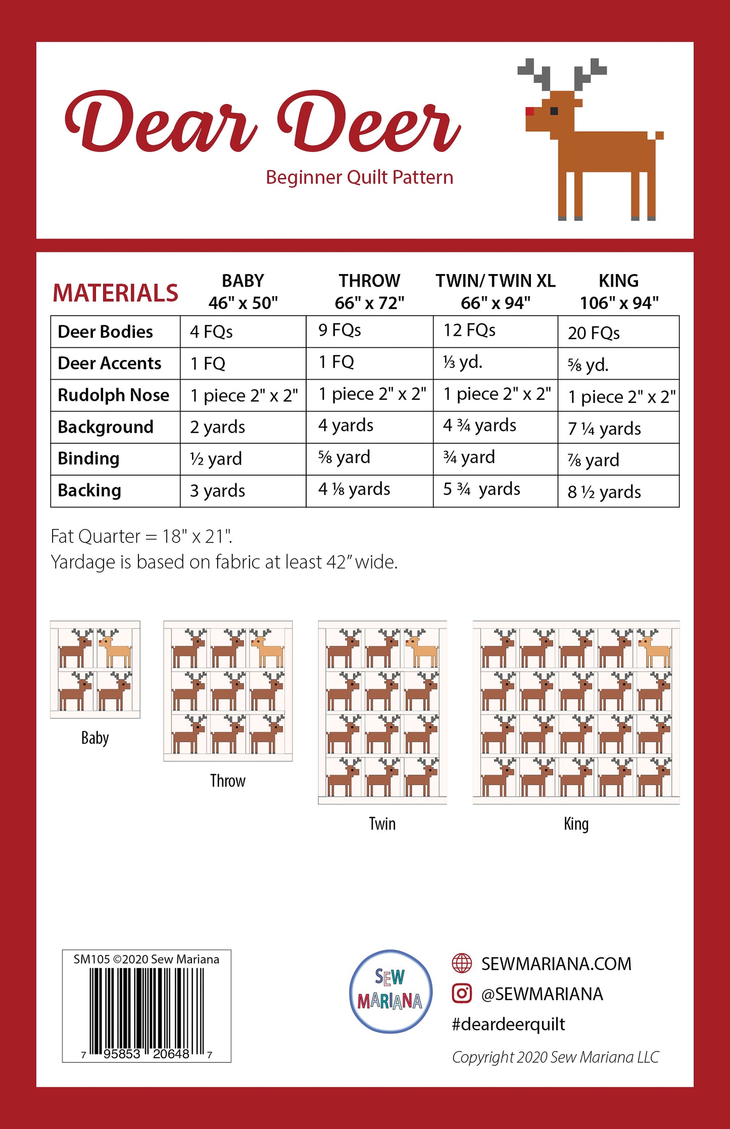 Dear Deer Quilt Pattern - PDF