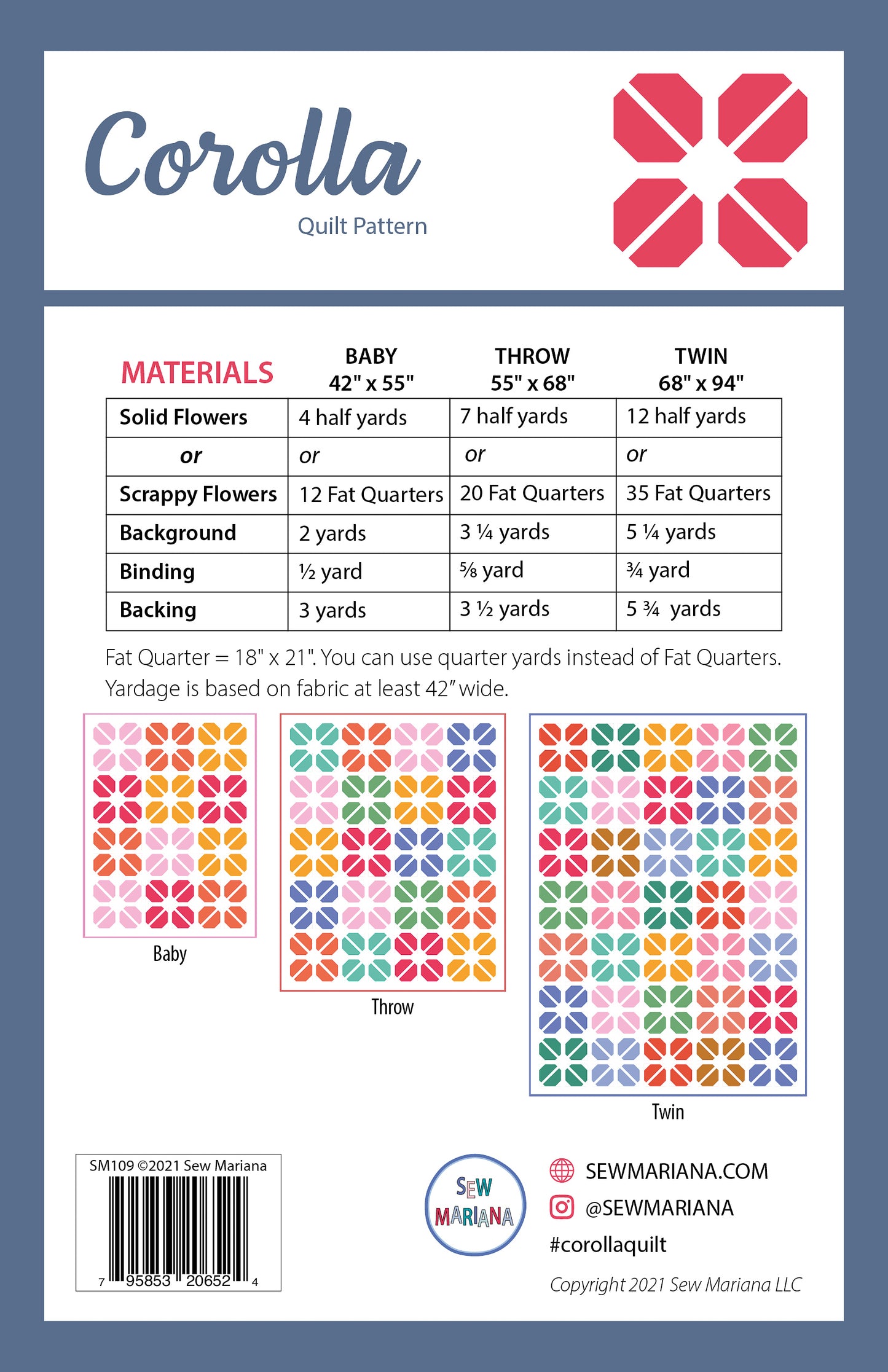 Corolla Quilt Pattern - PRINTED