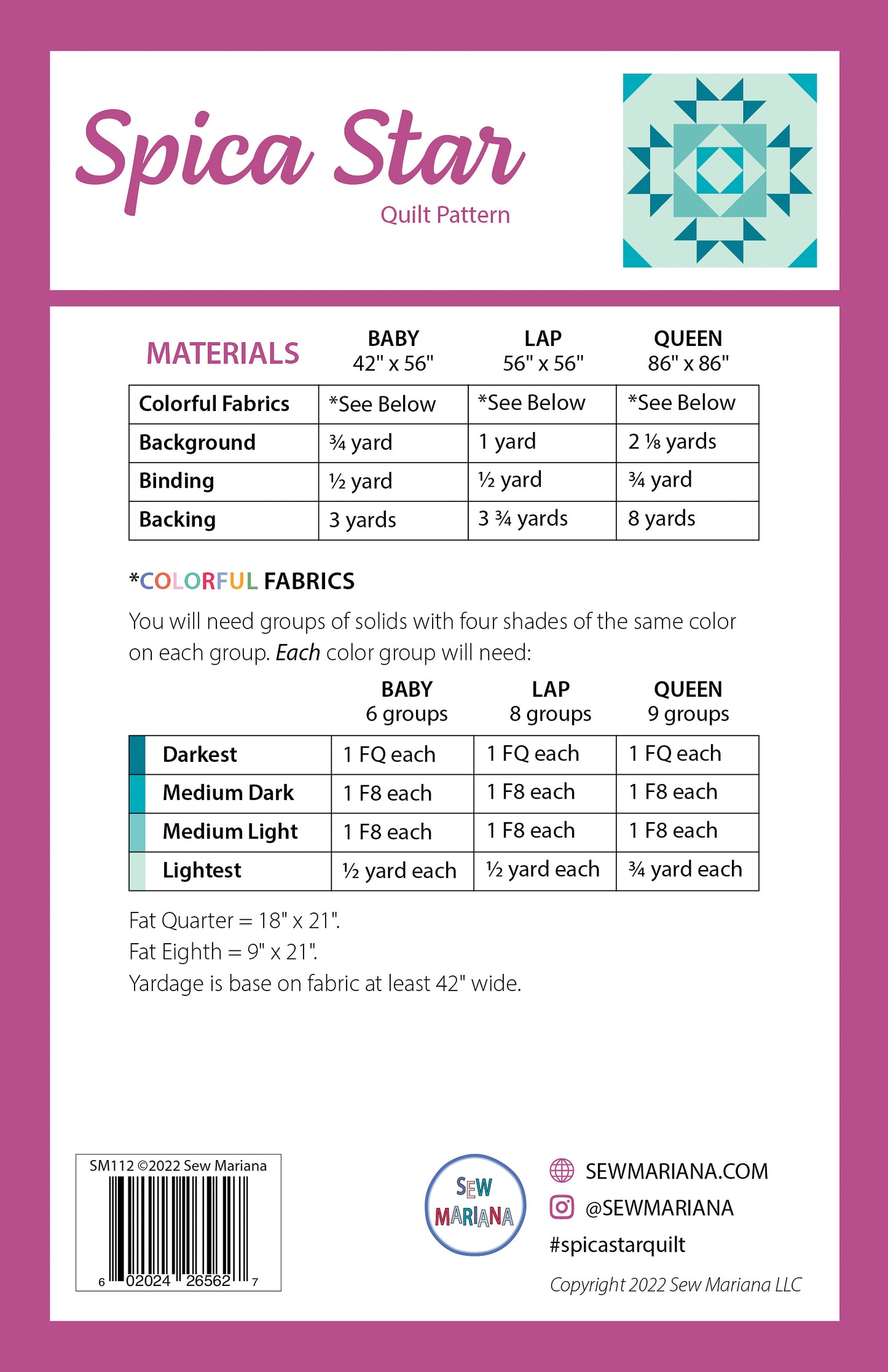 Spica Star Quilt Pattern - PDF