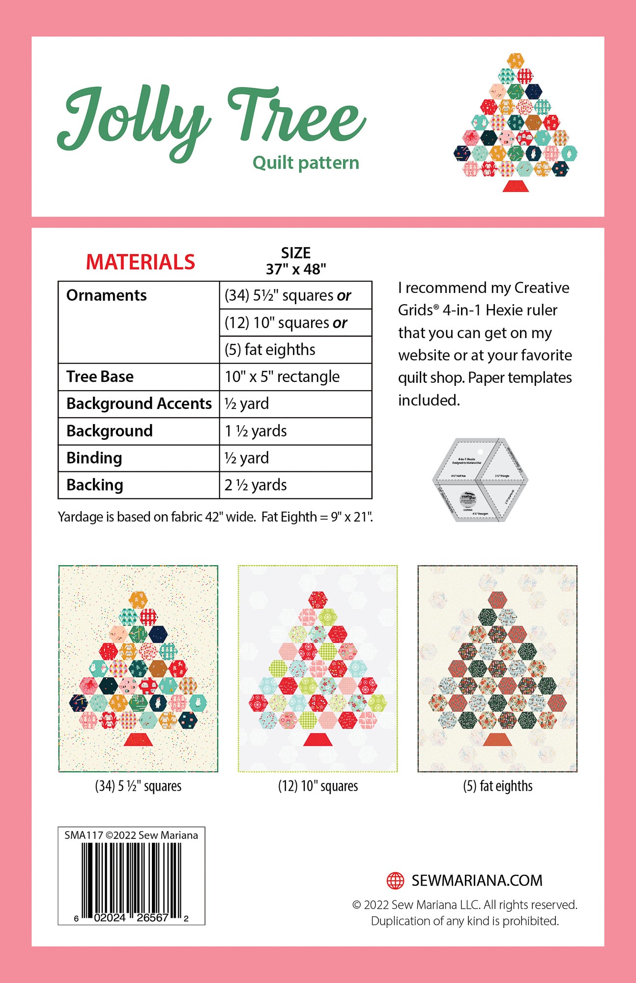 Jolly Tree Quilt Pattern - PRINTED