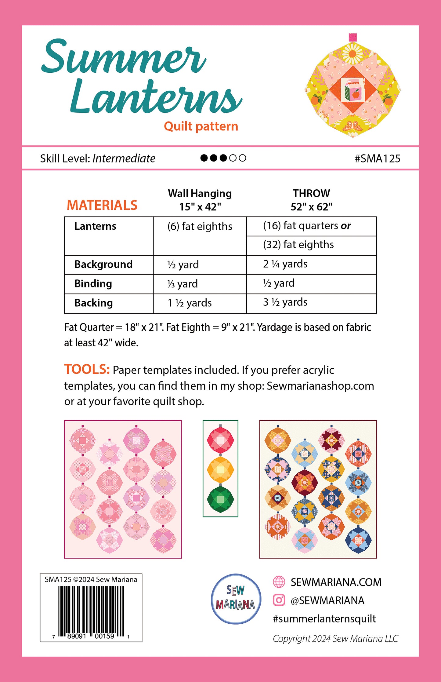 Summer Lanterns Quilt Pattern - PDF