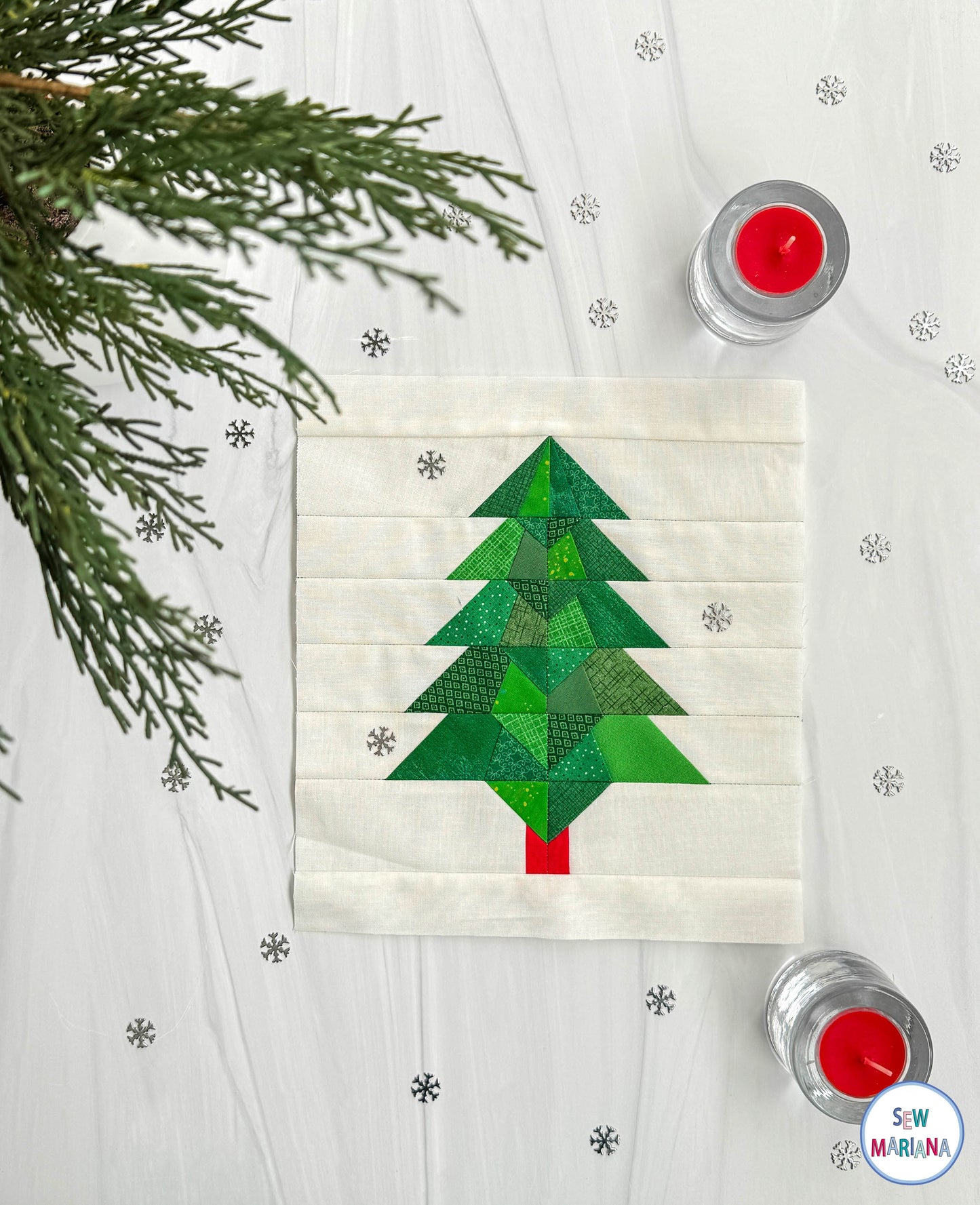 Holiday Tree FPP Quilt Block Pattern - PDF