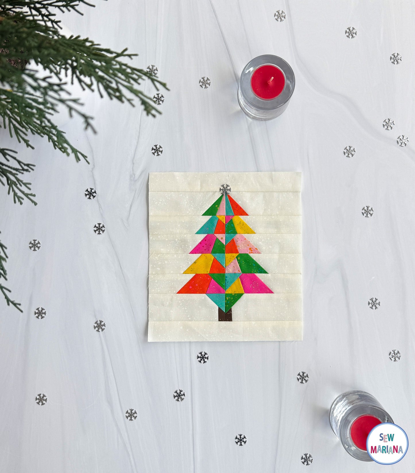 Holiday Tree FPP Quilt Block Pattern - PDF