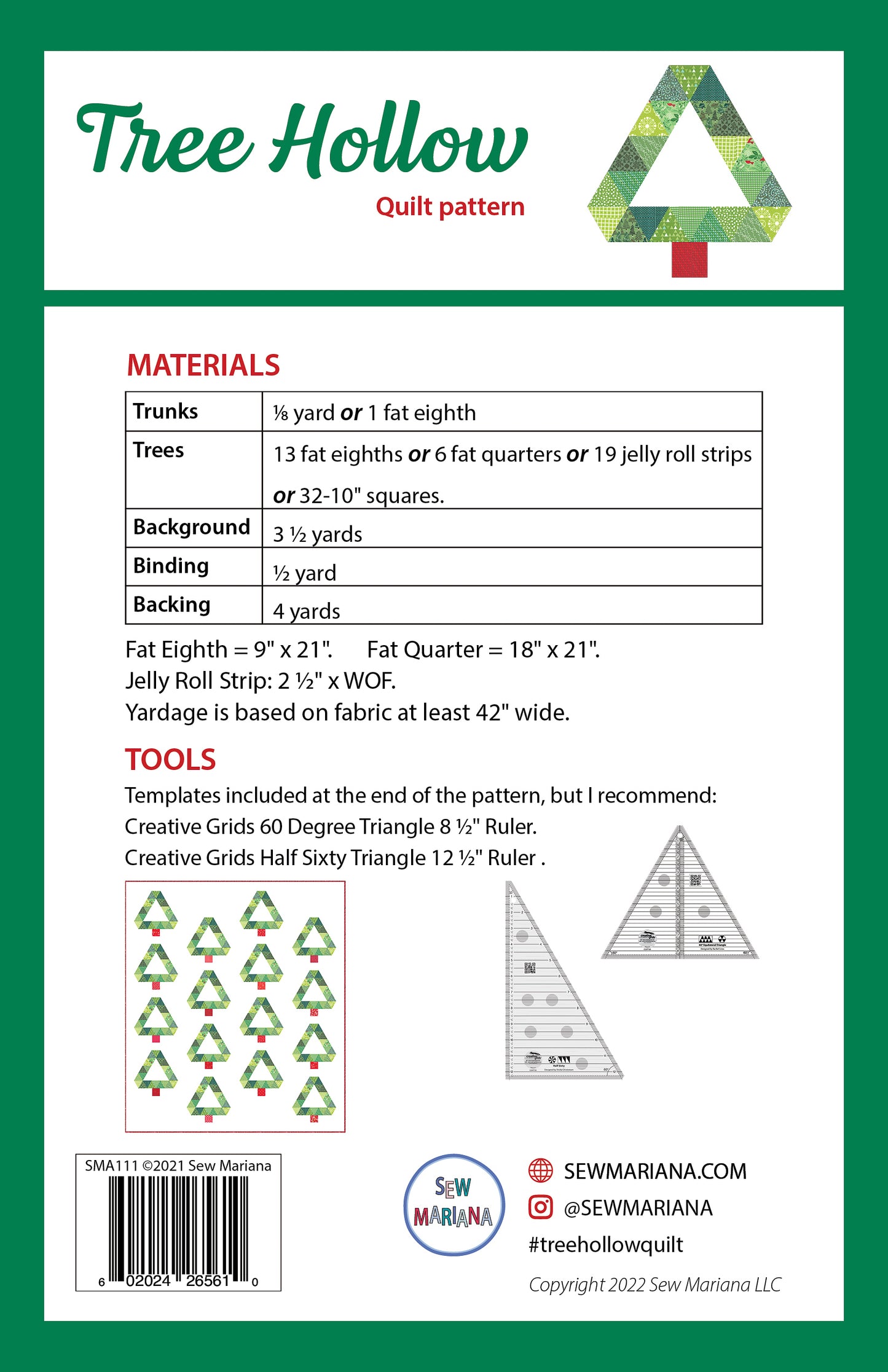 Tree Hollow Quilt Pattern - PDF