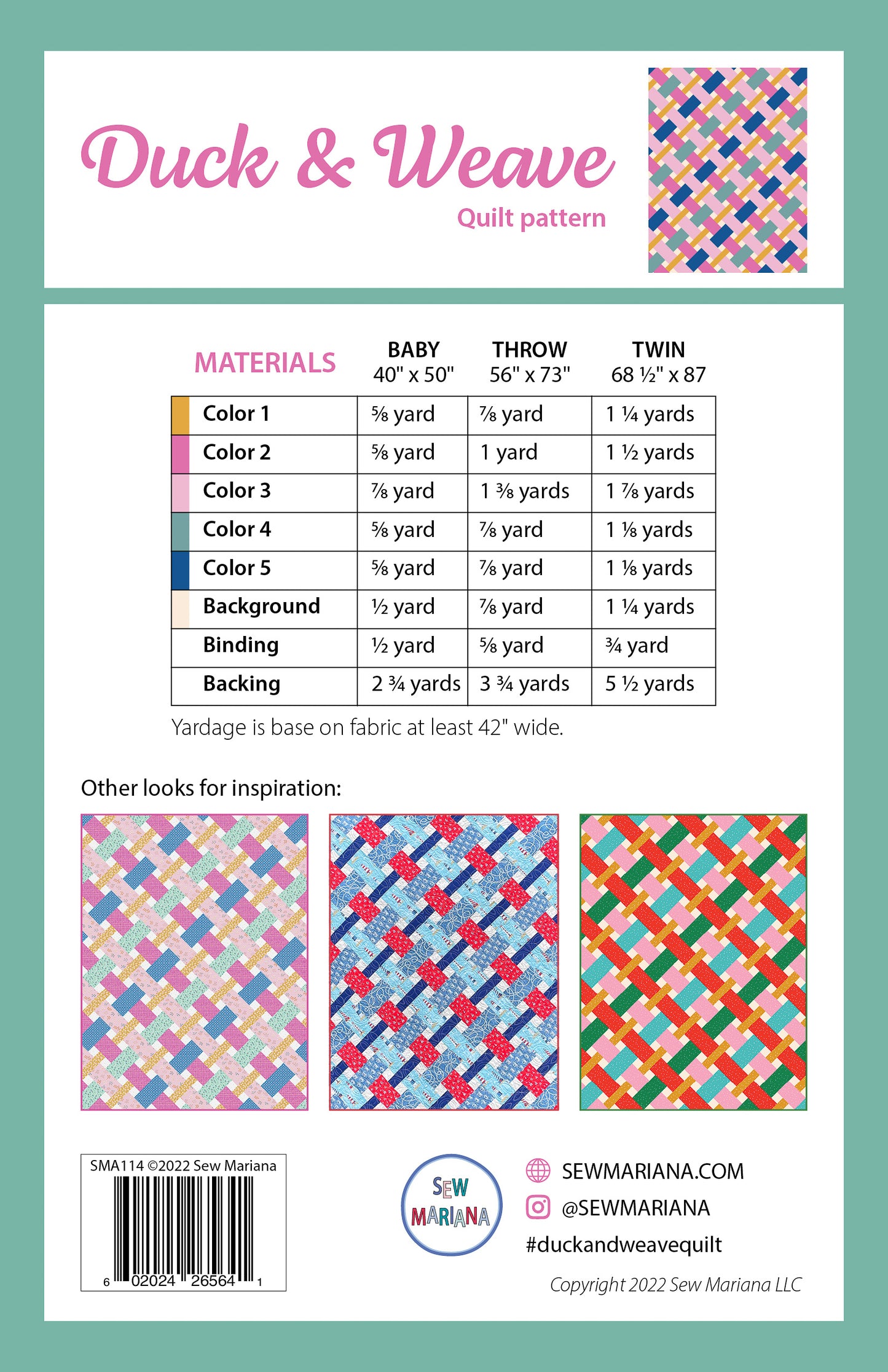 Duck and Weave Quilt Pattern - PRINTED