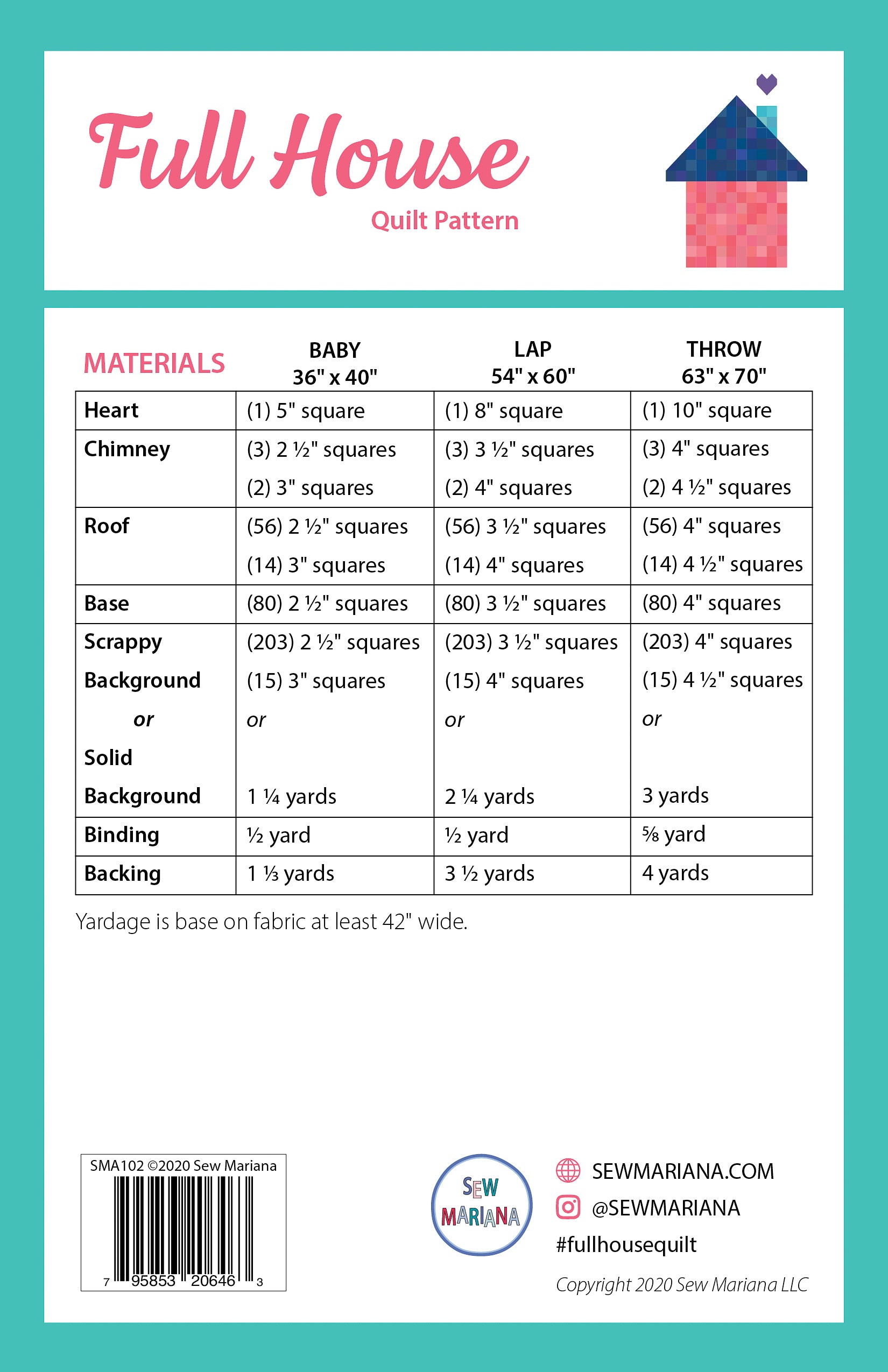 Full House Quilt Pattern - PDF – sewmarianashop