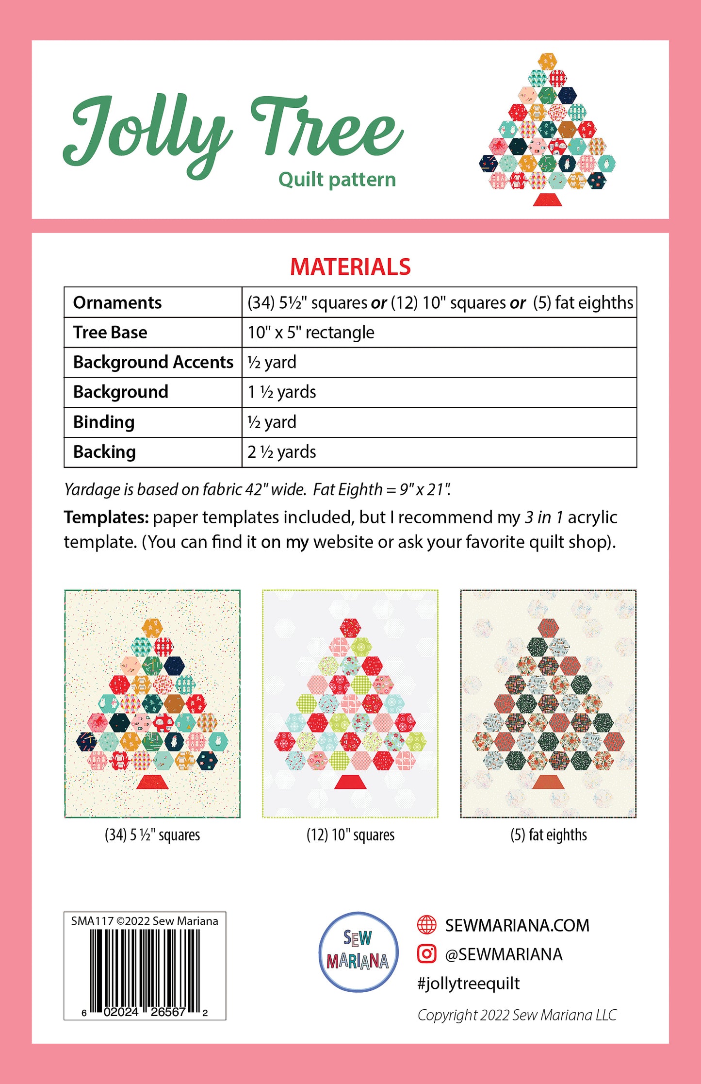 Jolly Tree Quilt Pattern - PDF