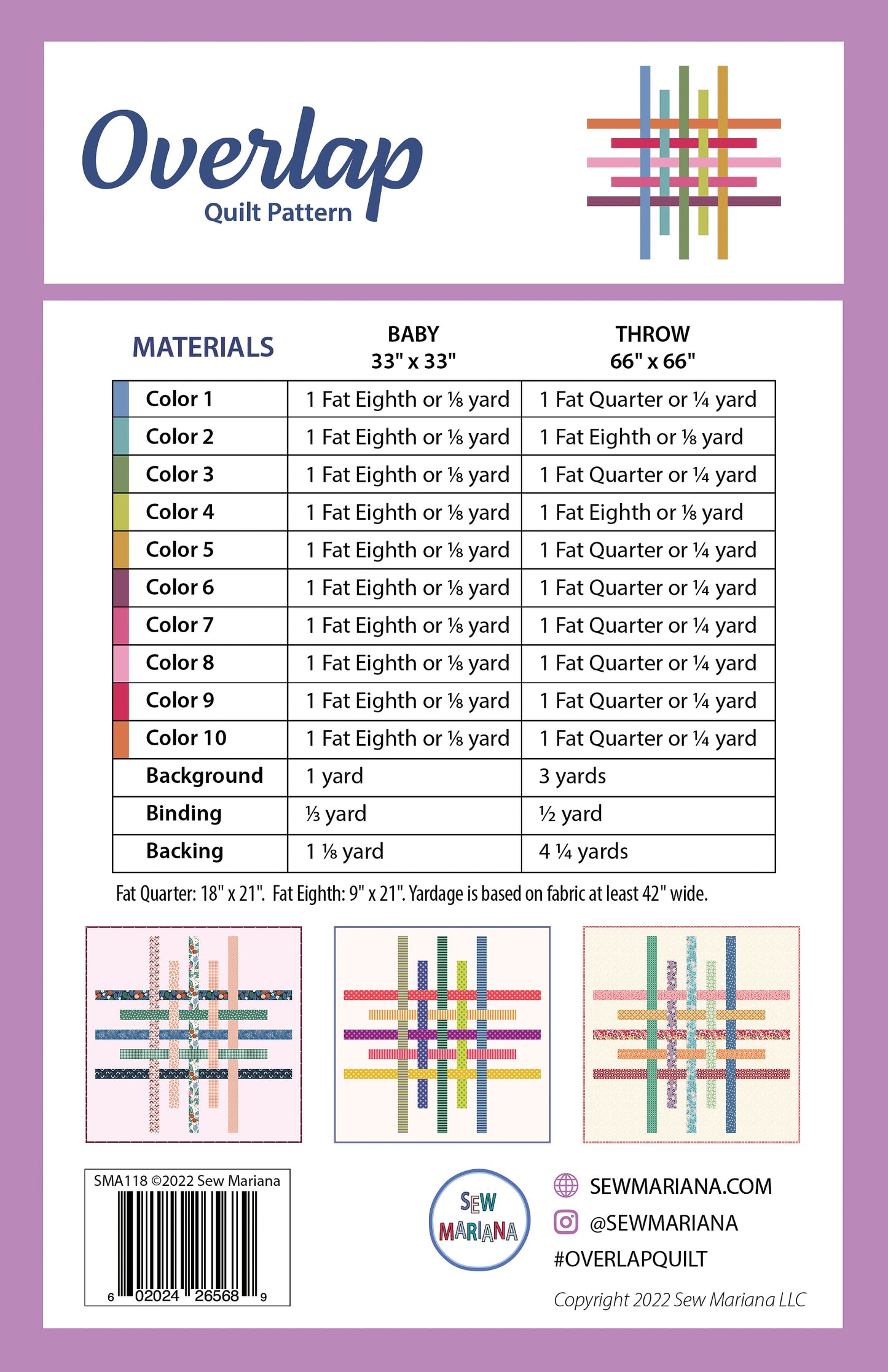 Overlap Quilt Pattern - PRINTED