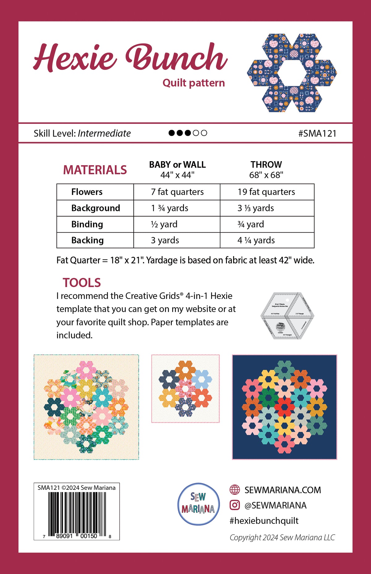 Hexie Size Pattern Hexie Bunch Quilt Pattern - PDF – Sew Mariana