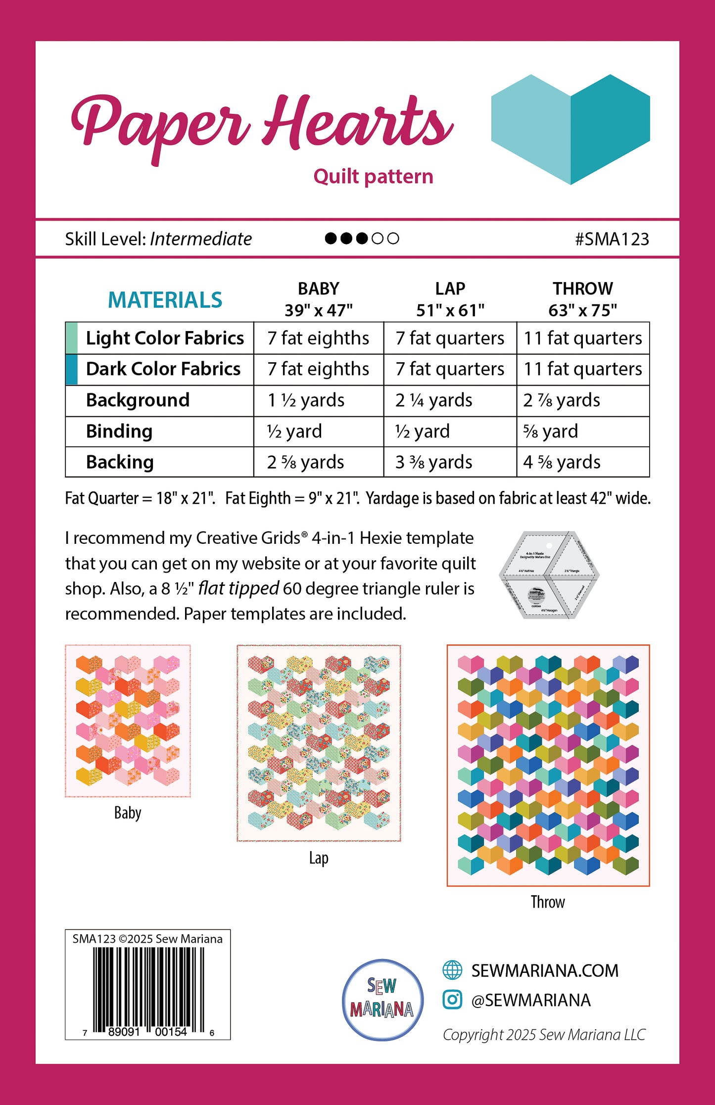 Paper Hearts Quilt Pattern - PDF