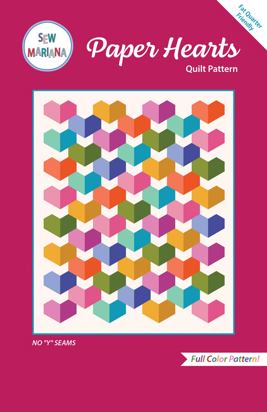 Paper Hearts  Quilt Pattern - PRINTED