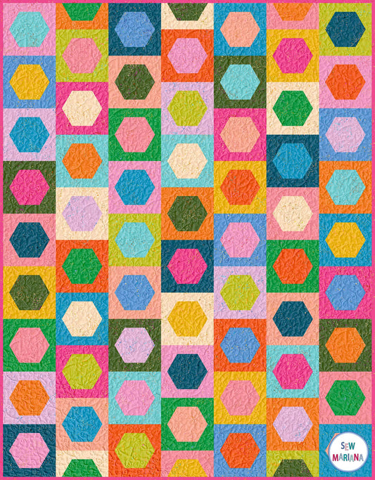 Hexie Square Quilt Pattern - PDF