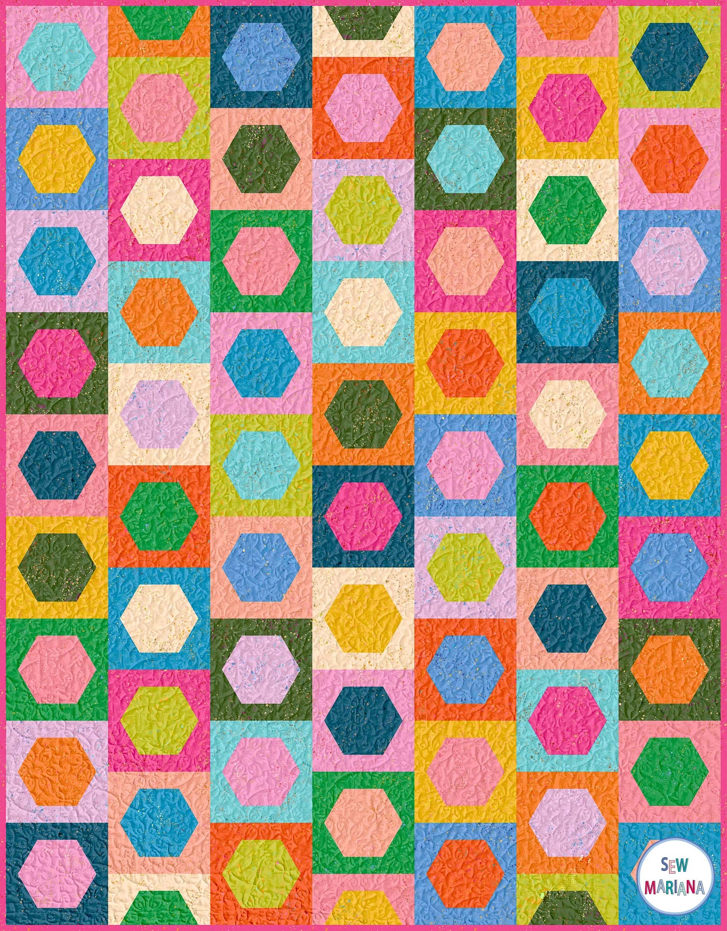 Hexie Square Quilt Pattern - PRINTED